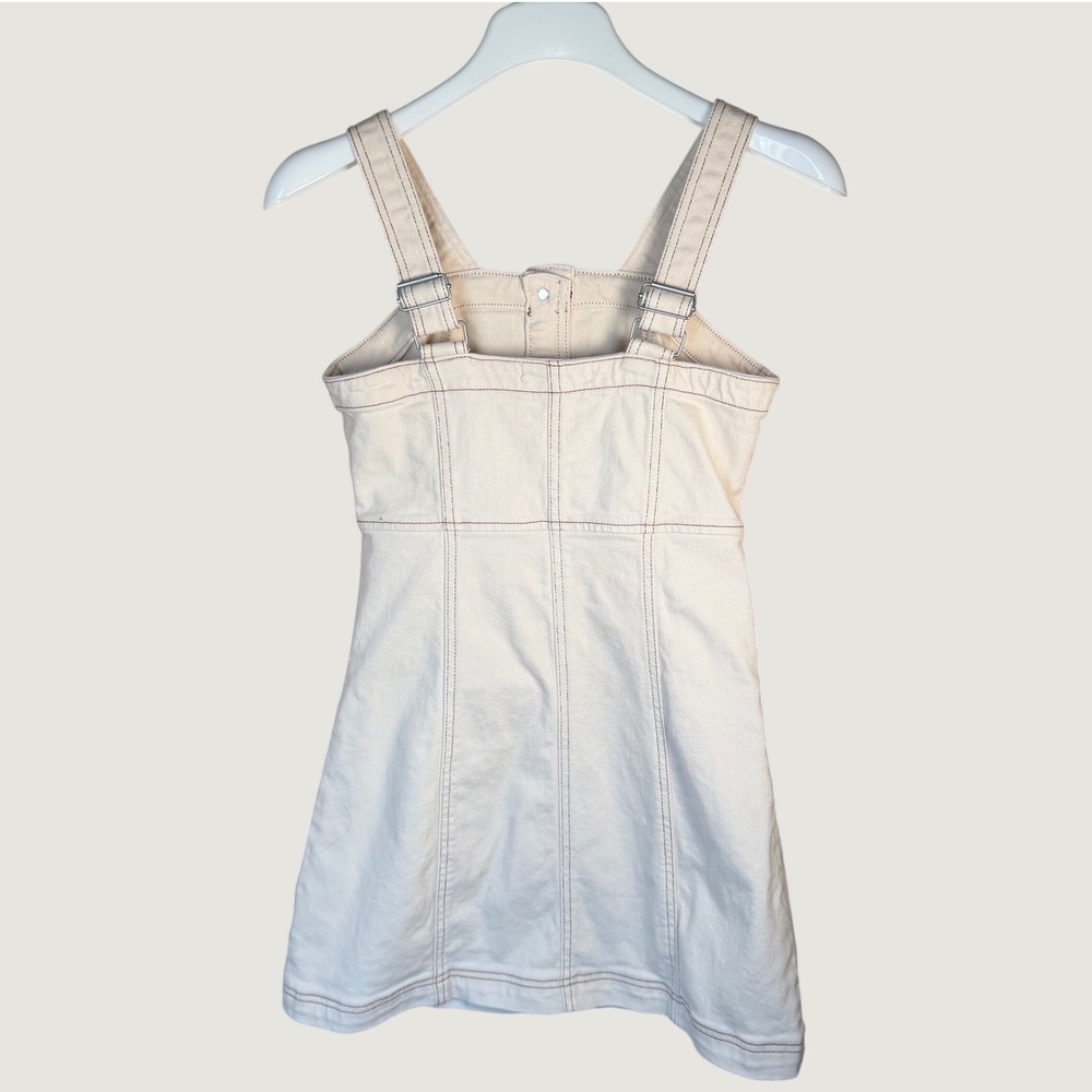 Cream Denim Button Front Mini Dress, 3/26W - Picture 4 of 8